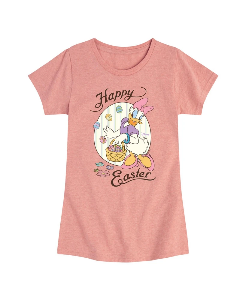 Disney Big Girls Daisy Happy Easter Graphic Short Sleeve T-Shirt