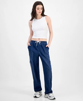 Tinseltown Juniors' Drawstring Cargo Parachute Jeans
