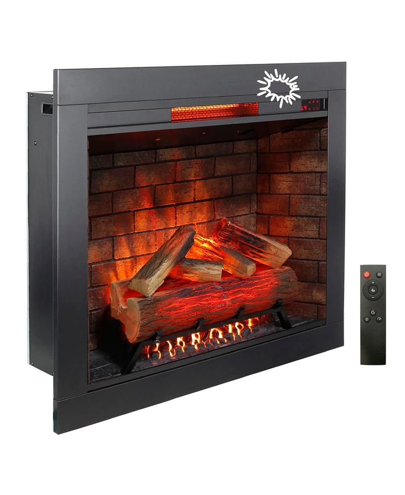 33" Electric Fireplace Insert with Trim Kit, Touch Panel, Sound