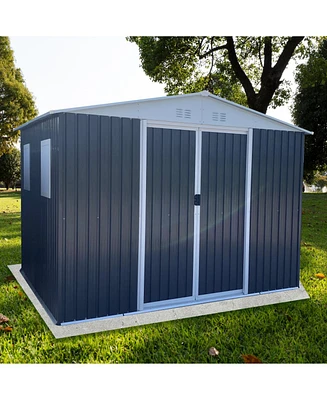 Apex Roof Garden Shed (10'x8') with Lockable Door, Windows, and Aluminum Frame