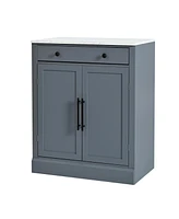 Gray Kitchen Pantry with Drawer, Adjustable Shelves and Door Shelves