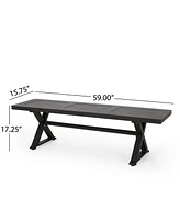 Outdoor Dining Bench, Antique Matte Black