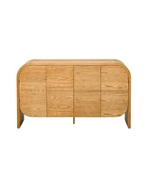 Retro 4-Door Buffet Cabinet with Large Storage (Natural)