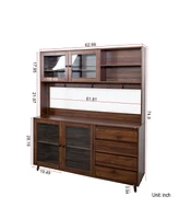 63" Kitchen Hutch Cabinet with Storage