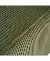 Isabella Square Ottoman, Olive Green, Corduroy