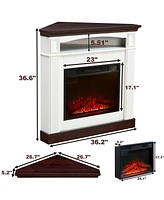Corner Electric Fireplace with Mantel, Realistic Effects, Remote and Timer