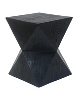 Concrete Side Table with Prismatic Shape and Wood Grain Texture