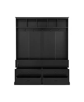 3-in-1 Wide Hall Tree with Storage Bench and Coat Rack