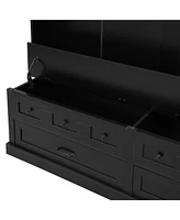 3-in-1 Wide Hall Tree with Storage Bench and Coat Rack