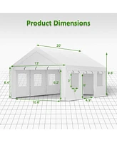 13x20 Heavy Duty Steel Carport Storage Canopy Garage Tent w/ Removable Sidewalls