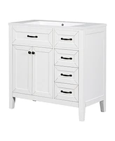 36" Bathroom Vanity with Sink Combo, White Bathroom Cabinet with Drawers, Solid Frame and Mdf Board