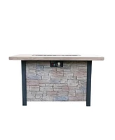 44-Inch Outdoor Fire Pit Table with 50K Btu, Cultured Stone Effect