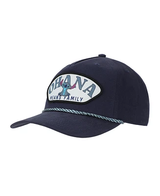 Disney Men's Stitch Ohana Means Family Adult Navy Retro Grandpa Snapback Hat