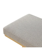 Light Grey Boucle Upholstered Bench with Chunky Legs