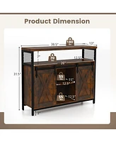 Buffet Cabinet with 3-Level Adjustable Shelves and 2 Sliding Barn Doors