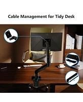 Z-edge MS05 Single Mount Stand Arm, Supports 22"- 40" monitors and 26 lbs, 360° Adjustable, VESAstandards 75x75mm/100x100mm,Clamp & Grommet Base