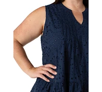 Liverpool Plus Cotton Eyelet Sleeveless Blouse