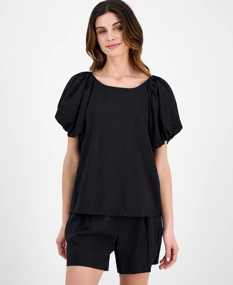 Anne Klein Women's Pleated Bubble-Sleeve Blouse
