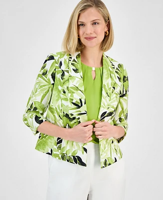 Kasper Women's Tropical-Print Linen-Blend Jacket