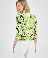 Kasper Women's Tropical-Print Linen-Blend Jacket