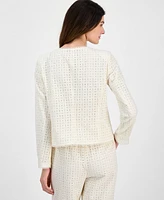 Anne Klein Women's Cotton Eyelet Button-Front Jacket