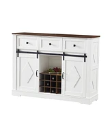 Farmhouse Buffet Cabinet with 2 Doors, 3 Drawers, and Sliding Barn Door