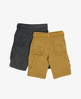 Raw X Big Boys 2 Pack Combo Belted Twill Cargo Shorts 8-18