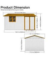 Metal garden sheds 10ftx12ft outdoor storage sheds white+yellow with window