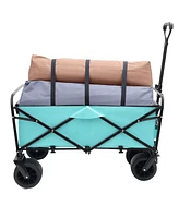 440lbs Collapsible Wagon with Strapping, Beach, Utility, Grocery, Camping, Gardening, Fishing