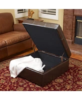 Contemporary Storage Ottoman with Tufted Waffle Stitch and Rolling Casters