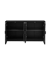 Rubberwood Veneer Sideboard Cabinet with Adjustable Shelves
