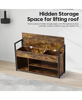 39" Storage Bench with Cushion and Lift-Top for Shoes, Entryway