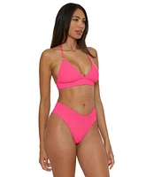 Becca Womens Modern Edge Halter Bikini Top High Waist Bottoms