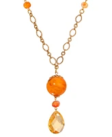 2028 Topaz Glass Bead Y Necklace