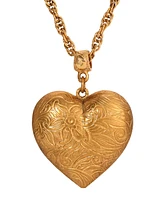 2028 Gold-Tone Floral Heart Pendant Necklace