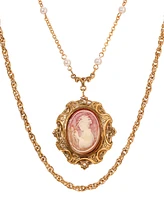 2028 Resin Cameo Double Chain Necklace