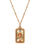 2028 Floral Enamel Rectangular Pendant Necklace