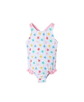 Infant Girls Starfish Print Textured Swimsuit