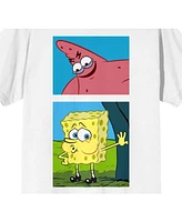 SpongeBob SquarePants Men's White Spongebob and Patrick Meme Graphic T-shirt-3XL