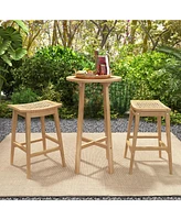 Patio Rattan Barstool with Footrest and Saddle Seat