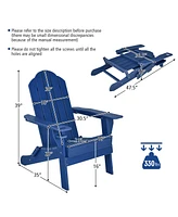 Gymax 2PCS Patio Folding Adirondack Chair Weather Resistant Cup Holder Yard