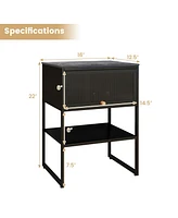 Nightstand with Flip up Door Storage Shelf