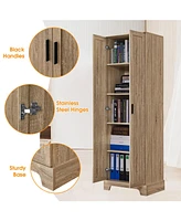 Storage Cabinet with Two Doors for Bathroom, Office, Adjustable Shelf, Mdf Board, Brown