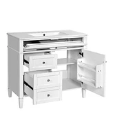 36" Modern Bathroom Vanity with Sink and Storage (2 Drawers + Tip-Out)
