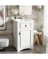 20-Inch Vanity: Ceramic Sink, Soft-Close Door, Adjustable Shelf, Door Storage
