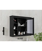 Wall Mounted Bathroom Cabinet with Mirror and 6 Shelves