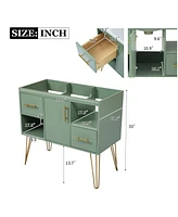 Freestanding 36" Bathroom Vanity, Green, 2 Drawers, 2 Storage Compartments