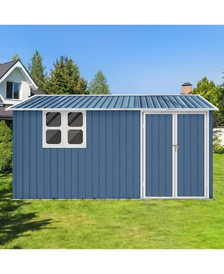 Metal garden sheds 10ftx12ft outdoor storage sheds blue with window