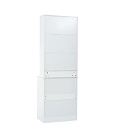 83.7" Tall Kitchen Pantry with Faux Marble Top and Drawers