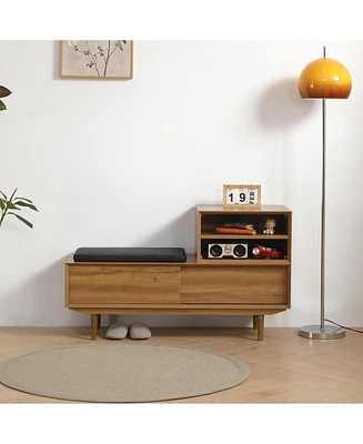Sophisticated Shoe Changing Bench with Modern 3D Design and Ample Storage